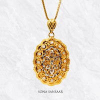 Thumbnail for Galaxy Two Toned Gold Filigree Pendant | Sona Sansaar