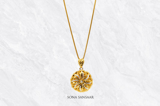 Stardrop Two Toned Gold Filigree Pendant