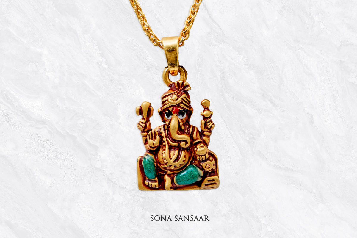 Royal Ganesh Gold Pendant | Sona Sansaar