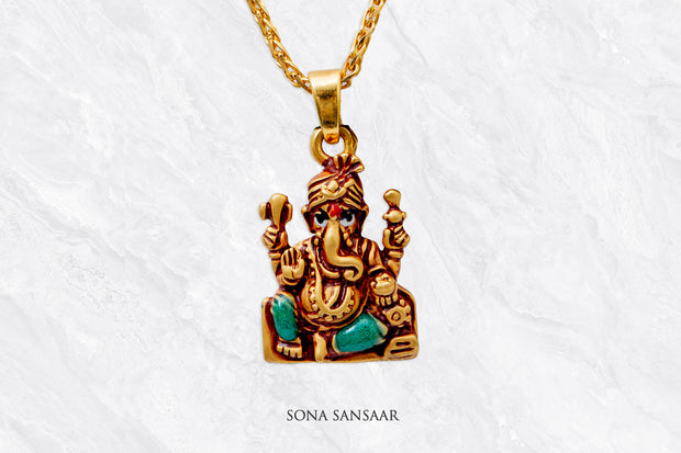 Royal Ganesh Gold Pendant | Sona Sansaar