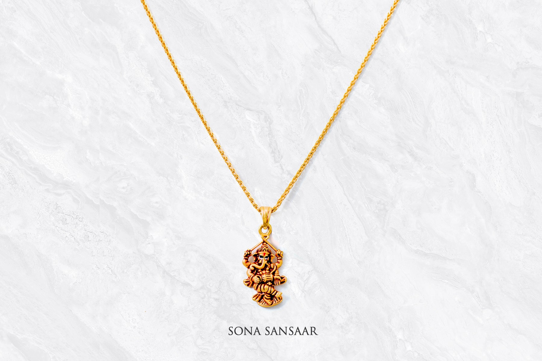 Veer Ganesh Gold Pendant | Sona Sansaar