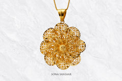 Blossom Gold Mesh Flower Pendant | Sona Sansaar