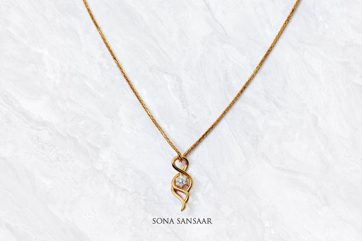 Jyoti Leaf Gold Pendant and Earring Set | Sona Sansaar