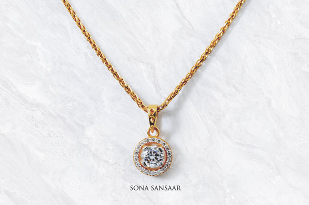Glowstone Gold Pendant and Earring Set | Sona Sansaar