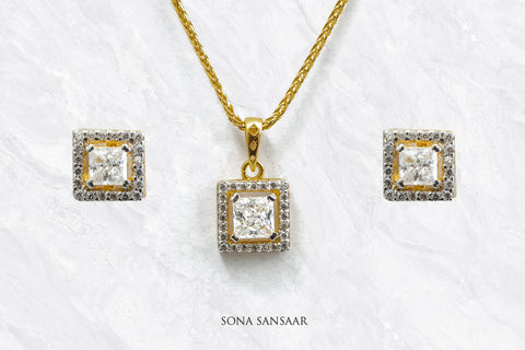 Cubed CZ Pendant Set | Sona Sansaar