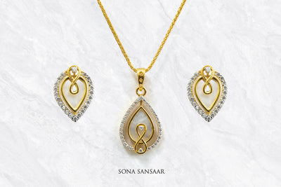 Twinkling Teardrop CZ Pendant Set | Sona Sansaar