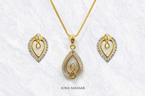 Twinkling Teardrop CZ Pendant Set | Sona Sansaar