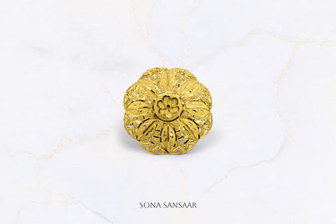 22K Gold Flower Ring True Flower Design | Sona Sansaar Flower Ring Collection