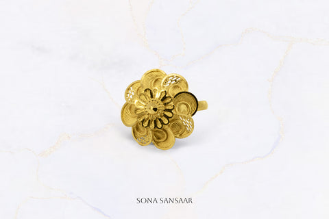 22K Gold Flower Ring with True Flower Design 2