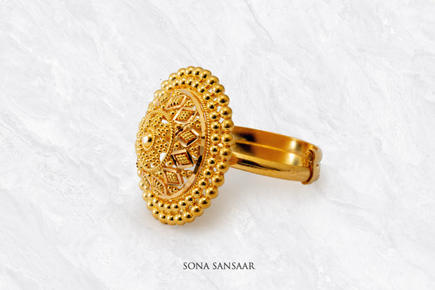 Suravya Gold Filigree Ring | Sona Sansaar