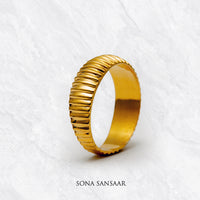Thumbnail for Vartika Gold Textured Ring | Sona Sansaar