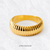 Thumbnail for Vartika Gold Textured Ring | Sona Sansaar
