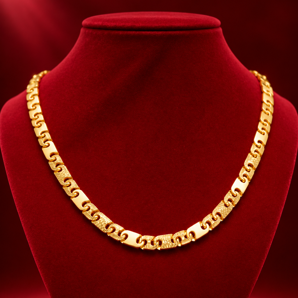 Gold Textured S-Link Hollow Chain