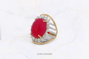 Red Sunflower Gold Ring | Sona Sansaar