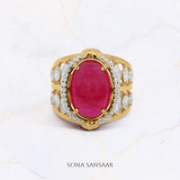 Thumbnail for Crimson Lattice Gold Ring | Sona Sansaar