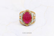 Crimson Lattice Gold Ring | Sona Sansaar