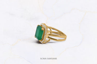 Verdant Baguette Gold Ring | Sona Sansaar