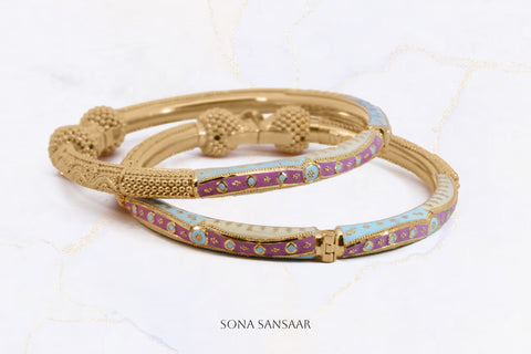 Lavender Sky Coloured Bangle Pair | Sona Sansaar