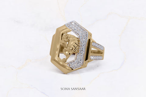 Golden Cavalry Stone Ring | Sona Sansaar