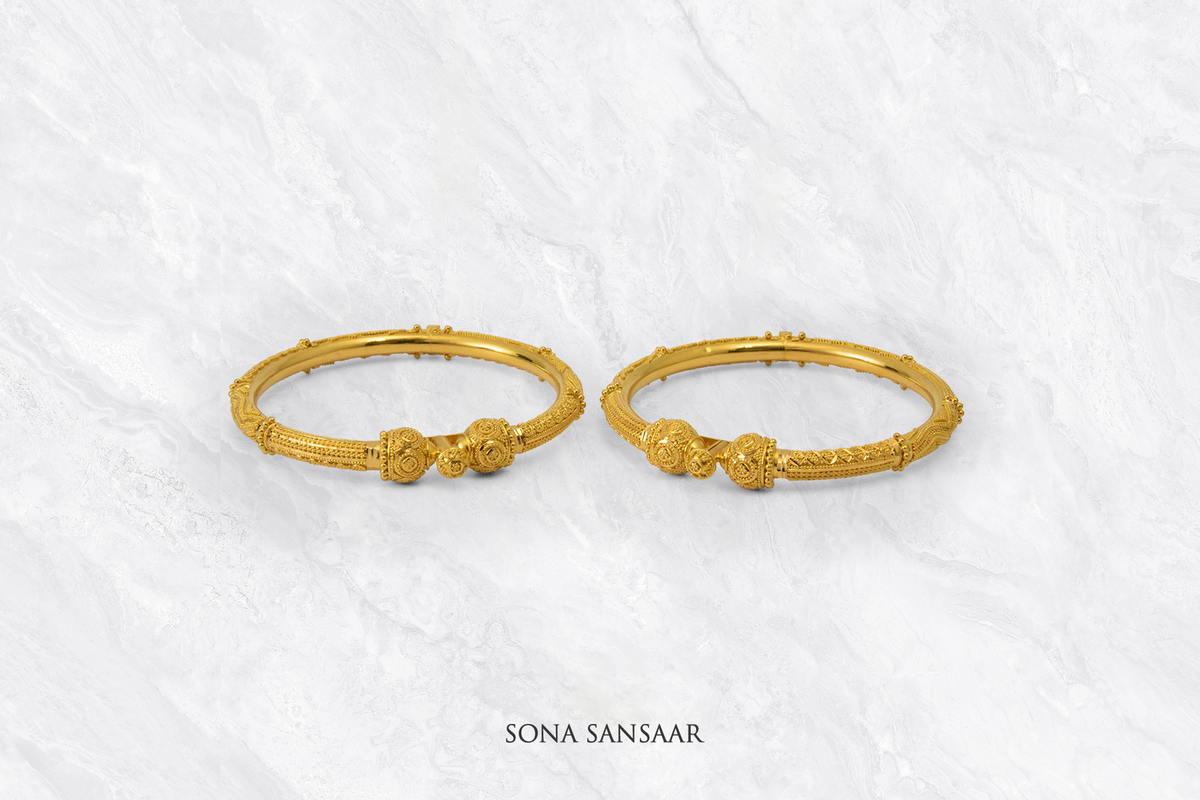Monarch Gold Bangle Pair | Sona Sansaar