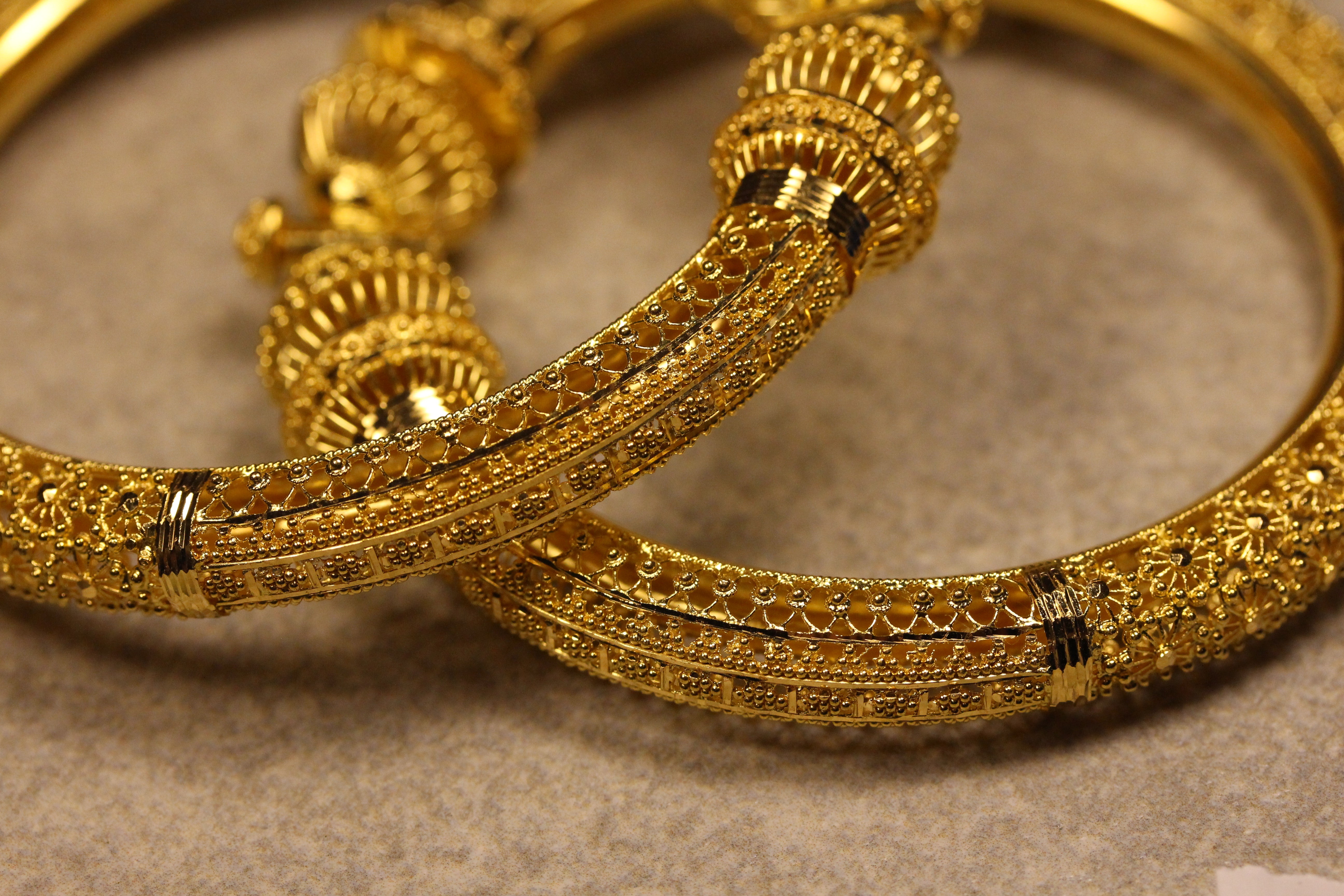Rani Textured Gold Bangle Pair