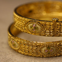 Thumbnail for Colored Medallion Gold Bangle Pair