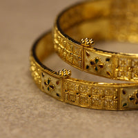 Thumbnail for Meenakari Floral Gold Bangle Pair