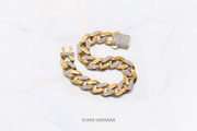 14K Gold Chain Alternating Diamond Bracelet | Sona Sansaar