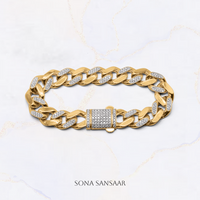 Thumbnail for 14K Gold Chain Alternating Diamond Bracelet | Sona Sansaar