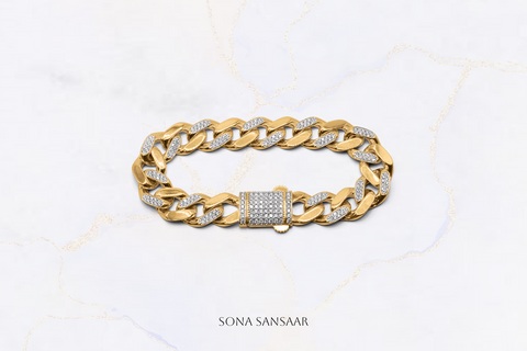 14K Gold Chain Alternating Diamond Bracelet | Sona Sansaar