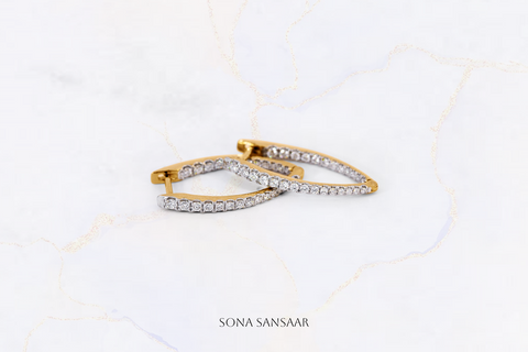 14K Gold Hoop Earrings with 0.89 ct Natural Diamonds 2 | Sona Sansaar