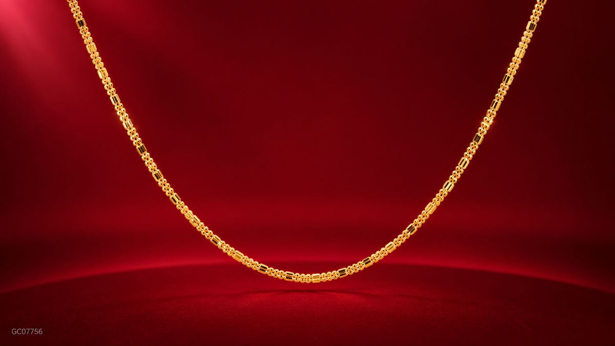 Gold Fancy Beaded Bar Chain