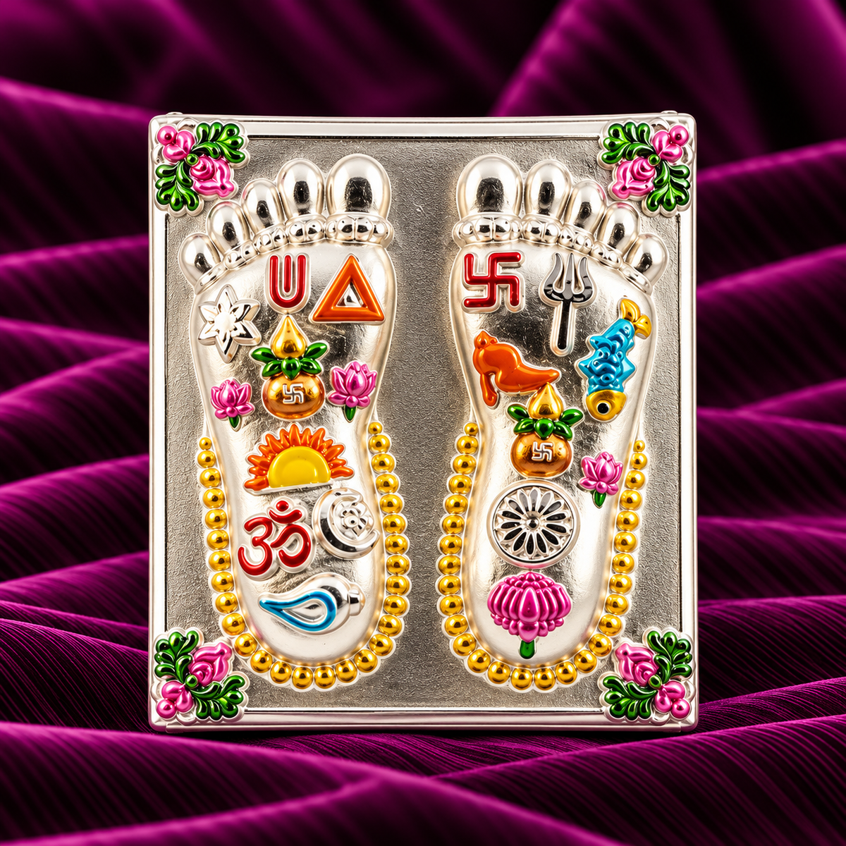 Silver Charan Paduka Plate