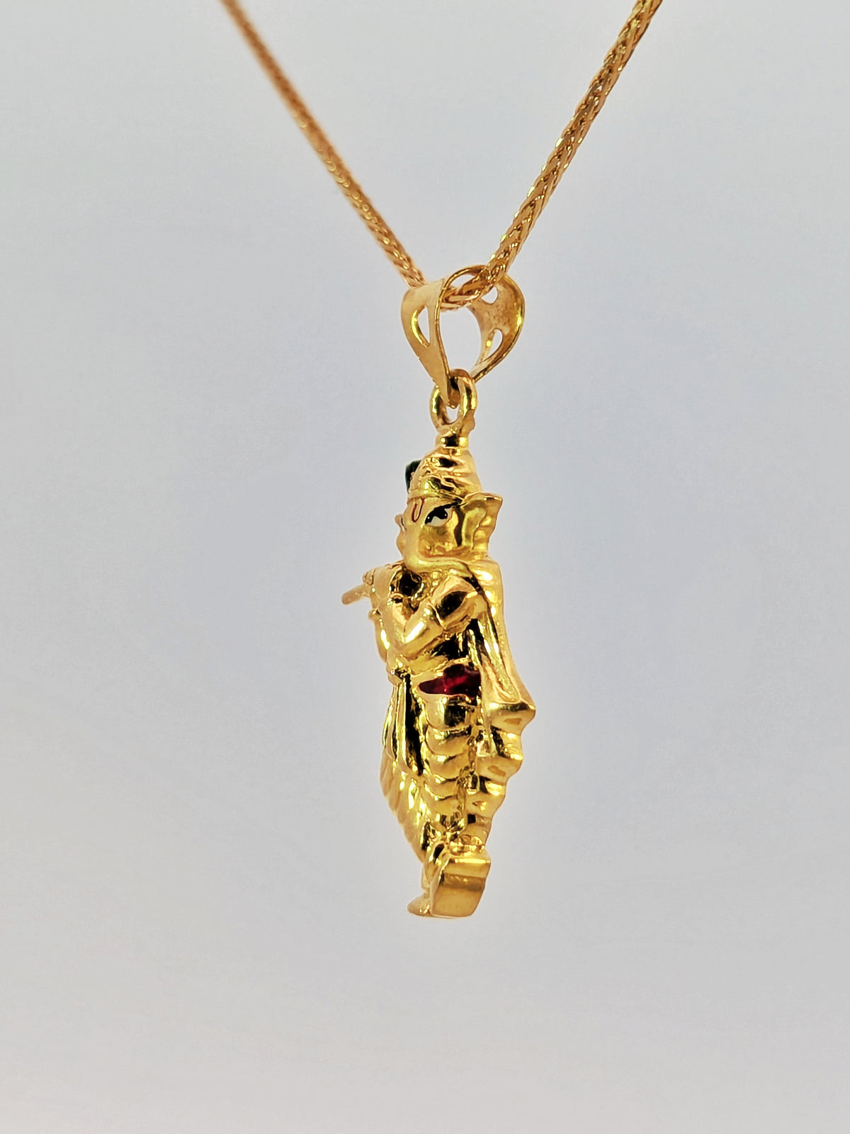 22K Yellow Gold Lord Ganesh Krishna Fusion Divine Pendant