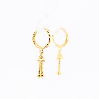 Thumbnail for 22K Gold Fancy Hoop Earrings with Hanging Jhumka Drops