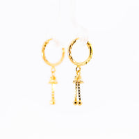 Thumbnail for 22K Gold Fancy Hoop Earrings with Hanging Jhumka Drops