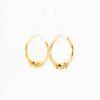 Thumbnail for 22K Yellow Gold Delicate Fancy Hoop Earrings with Textured Stations