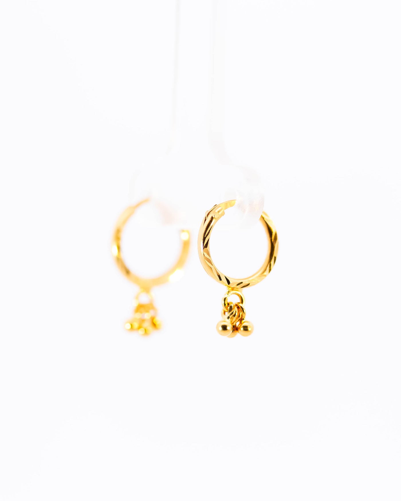 22K Yellow Gold Fancy Hoop Earrings with Hanging Cluster Drops