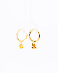 22K Yellow Gold Fancy Hoop Earrings with Hanging Cluster Drops