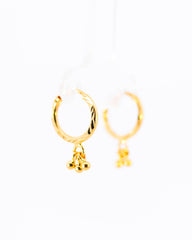 22K Yellow Gold Fancy Hoop Earrings with Hanging Cluster Drops