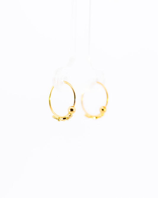 22K Gold Small Fancy Hoop Earrings | Delicate Yellow Gold Sleeper Hoops NZ