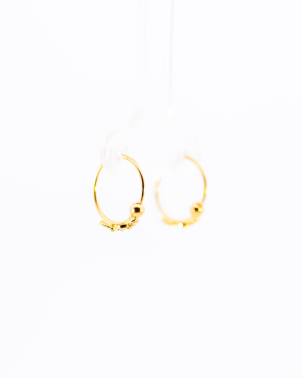22K Gold Small Fancy Hoop Earrings | Delicate Yellow Gold Sleeper Hoops NZ