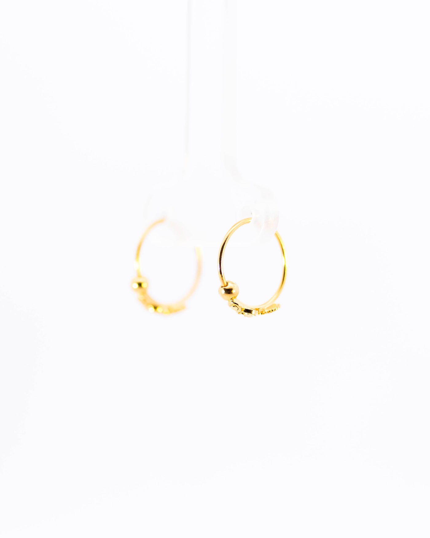 22K Gold Small Fancy Hoop Earrings | Delicate Yellow Gold Sleeper Hoops NZ