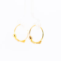 Thumbnail for 22K Yellow Gold Small Fancy Hoop Earrings with Minimalist Bead Accents