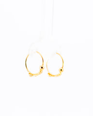 22K Yellow Gold Small Fancy Hoop Earrings with Minimalist Bead Accents