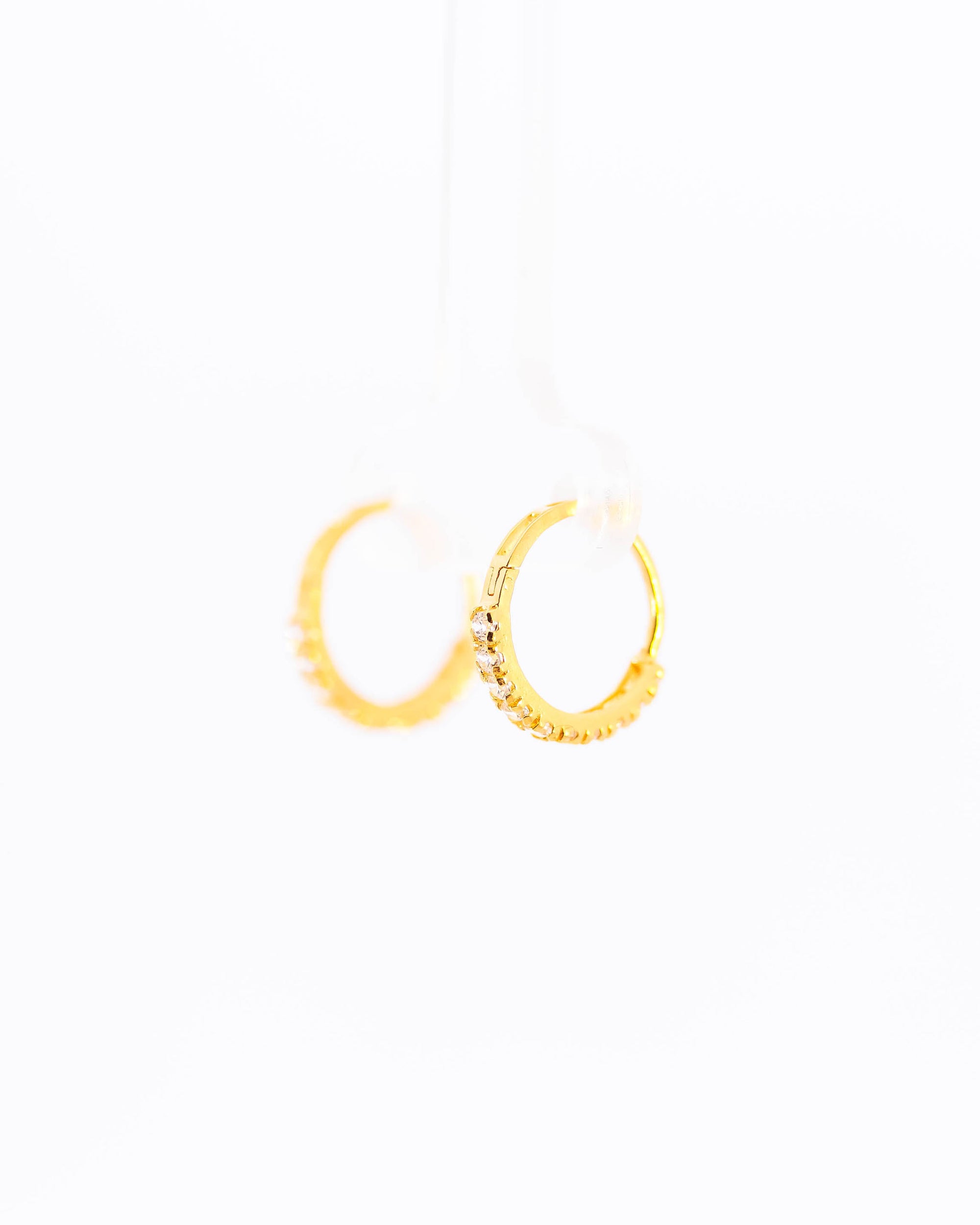 22K Gold Huggie Earrings | Small Hoop Earrings with Clear CZ Stones NZ