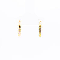 Thumbnail for 22K Gold Huggie Earrings | Small Hoop Earrings with Clear CZ Stones NZ