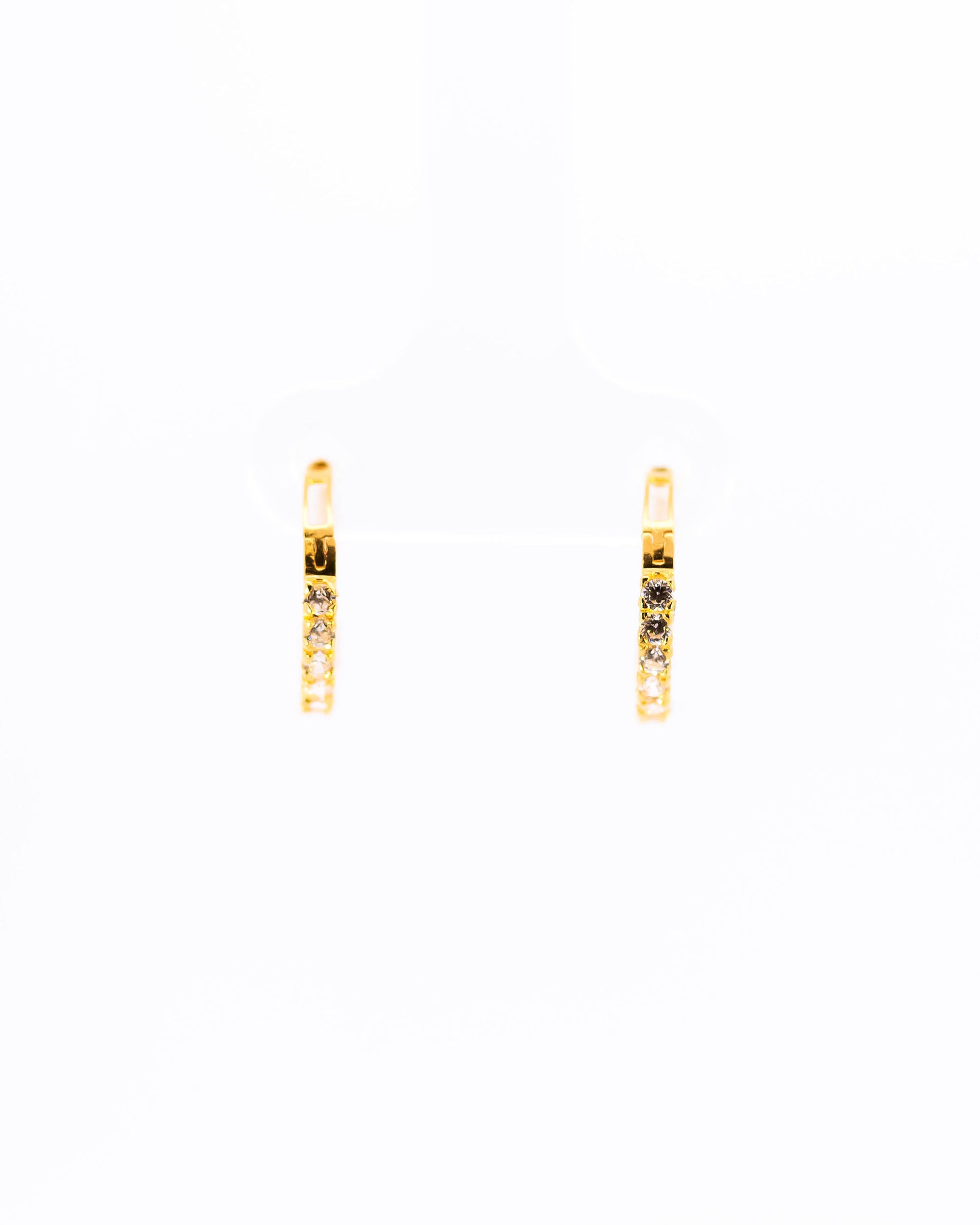 22K Gold Huggie Earrings | Small Hoop Earrings with Clear CZ Stones NZ