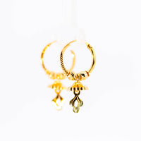 Thumbnail for 22K Yellow Gold Fancy Hoop Earrings with Jhumka-Style Hanging Drops