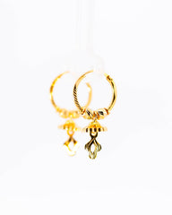 22K Yellow Gold Fancy Hoop Earrings with Jhumka-Style Hanging Drops